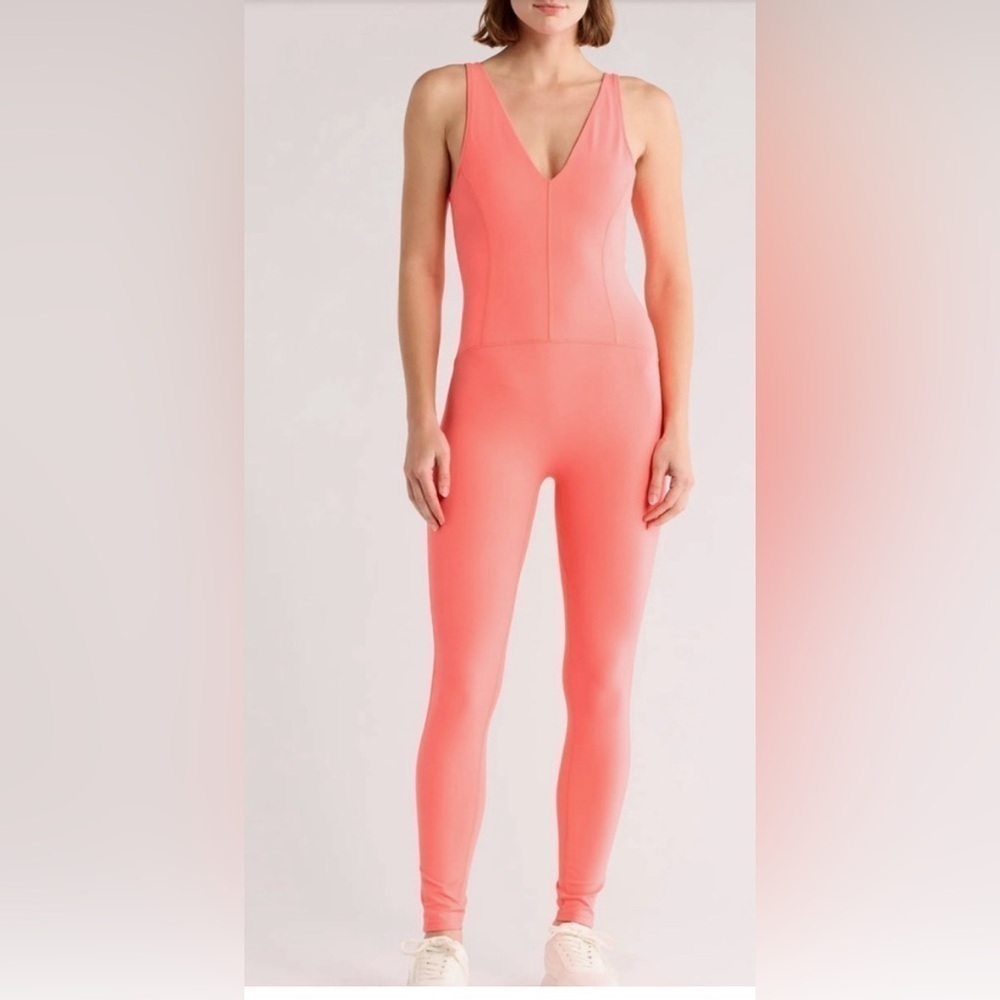FP Movement Never better Strappy Back Jumpsuit SZ m Neon Coral